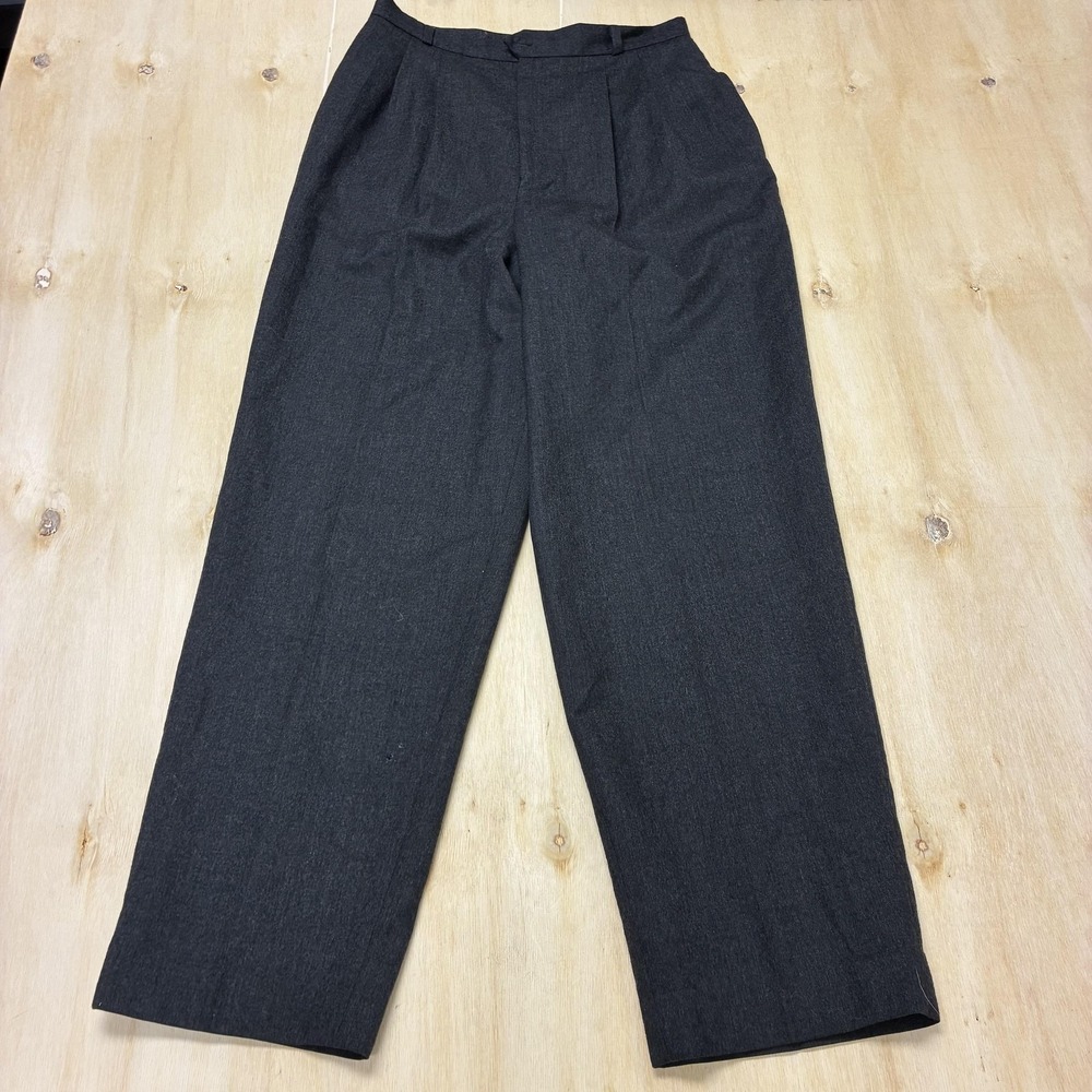 Vintage Allison Daley Dress Pants Womens 12 Gray Wool Flannel Pleated Office